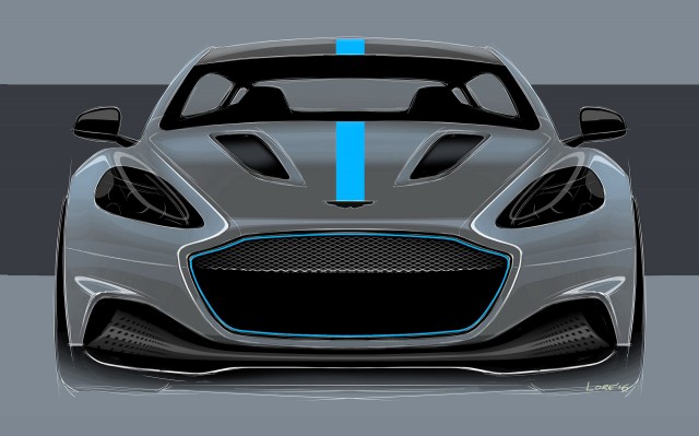 Teaser for Aston Martin Rapid-E debuting in late 2019