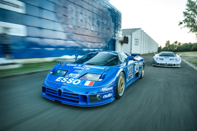 The only two factory-prepared racing Bugatti EB110