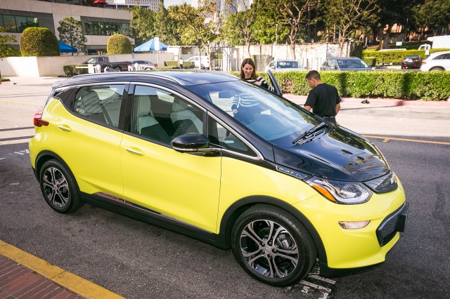 2017 Chevrolet Bolt EV electric car in Maven car-sharing fleet, Los Angeles [photo: Dan MacMedan fo