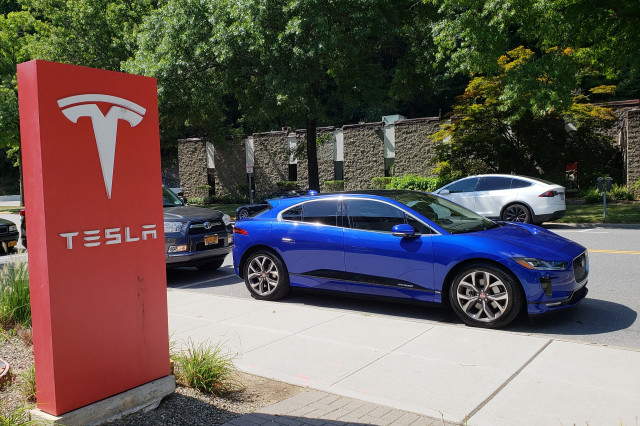2019 Jaguar I-Pace, photographed outside Tesla Store, Mount Kisco, NY