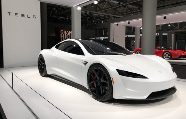 2020 Tesla Roadster at 2018 Grand Basel show - Image via Bluewin