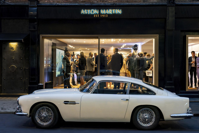 Aston Martin Works classic car showroom in central London