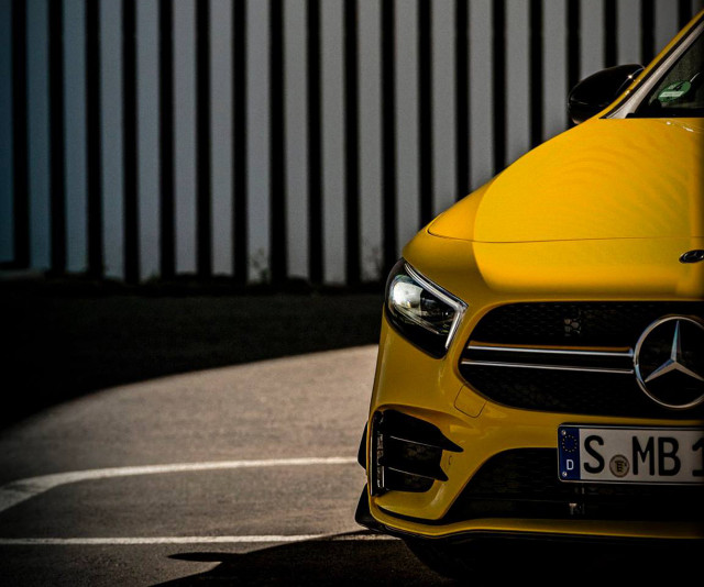 Teaser for 2019 Mercedes-AMG A35 hatchback