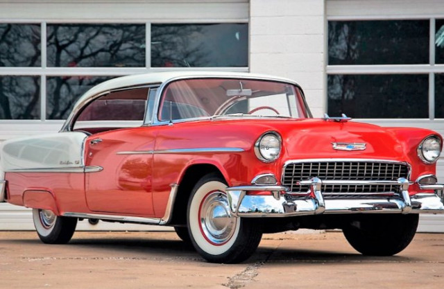 four classic American cars that stood outside the replica 1955 McDonald’s restaurant 