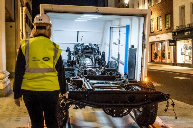 The Selfridges Edition Land Rover Defender Works V8 is under construction