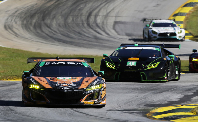 No. 86 Meyer Shank Racing 2018 Acura NSX GTD competes in WeatherTech SportsCar Championship