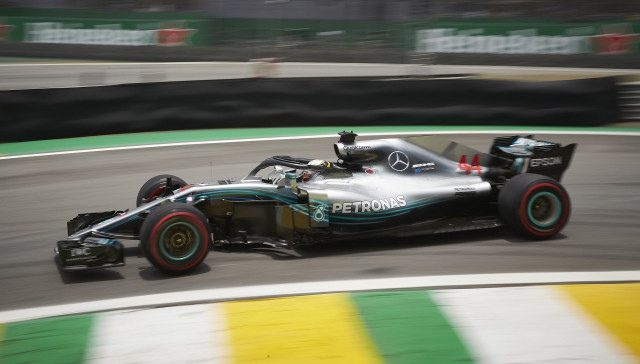 Mercedes-AMG's Lewis Hamilton at the 2018 Formula 1 Brazilian Grand Prix