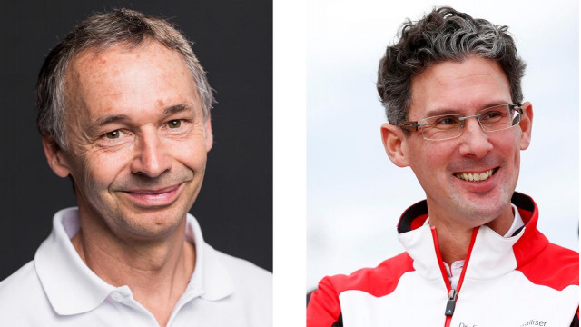 August Achleitner (left) hand over Porsche 911 lead engineer role to Frank-Steffen Walliser (right)