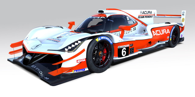Acura ARX-05 prototype race car with heritage livery, IMSA 2019 season