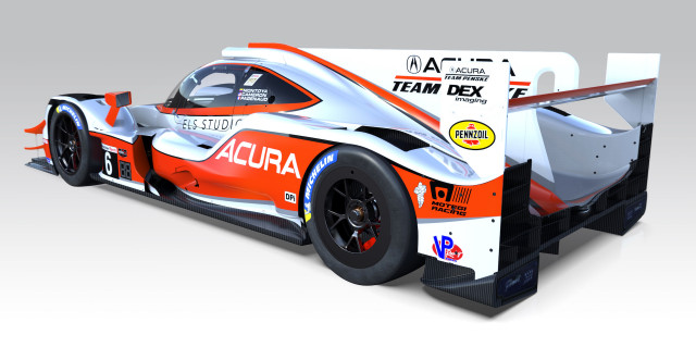 Acura ARX-05 prototype race car with heritage livery, IMSA 2019 season