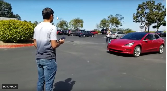 Tesla Model 3 Enhanced Summon video still [by YouTuber  Nagaraj Kelageri]