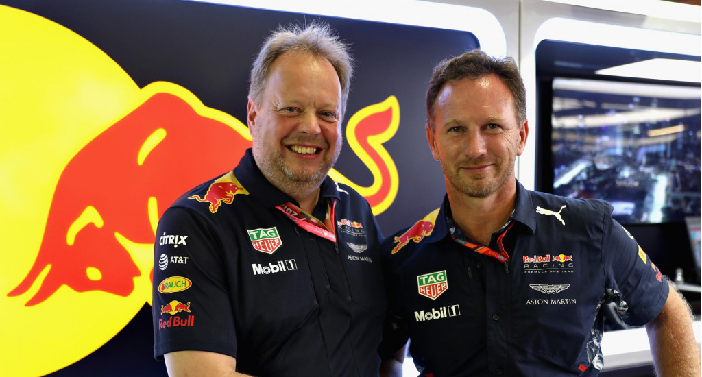 Aston Martin CEO Andy Palmer (left) and Red Bull Racing Team Principal Christian Horner