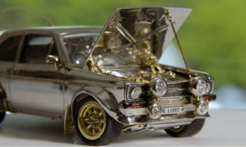 Scale Ford Escort Mk II made from silver, gold and diamonds