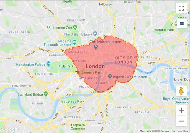 London Ultra-Low Emissions/Congestion pricing zone [Source: Transport for London]