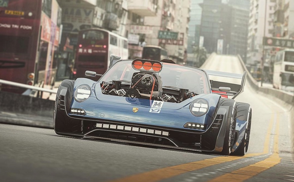 Rendering of front-engined Hemi-powered Porsche 911 Photo: Yasid Design