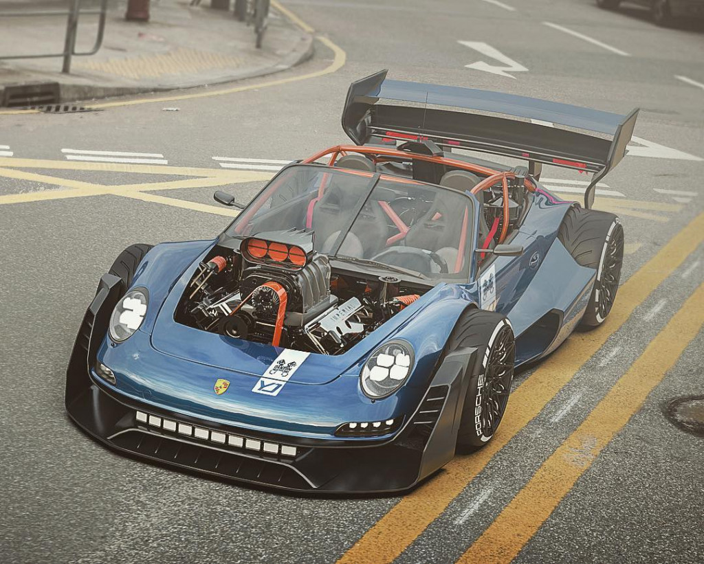 Rendering of front-engined Hemi-powered Porsche 911 Photo: Yasid Design