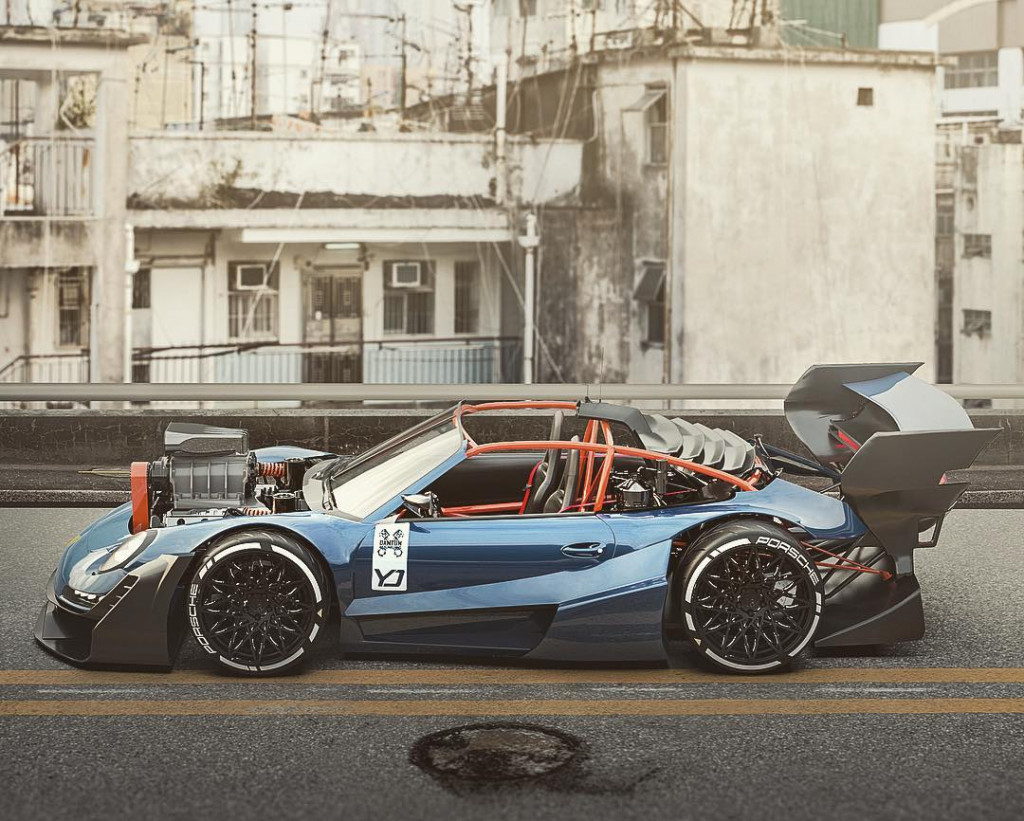 Rendering of front-engined Hemi-powered Porsche 911 Photo: Yasid Design