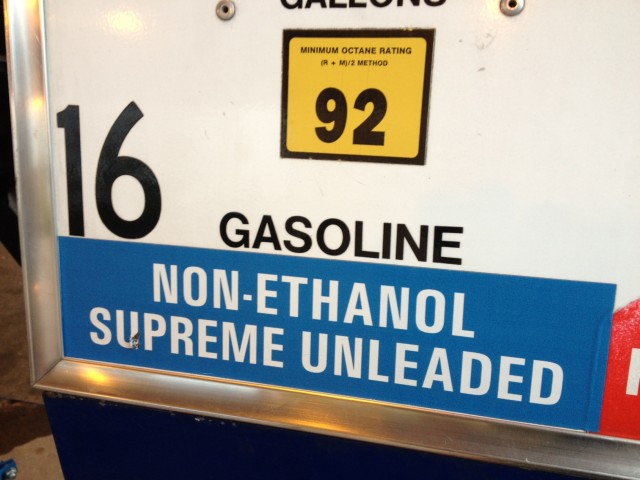 Non-ethanol gasoline pump