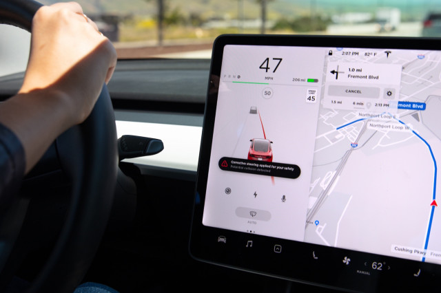 Tesla Lane Departure Avoidance screen