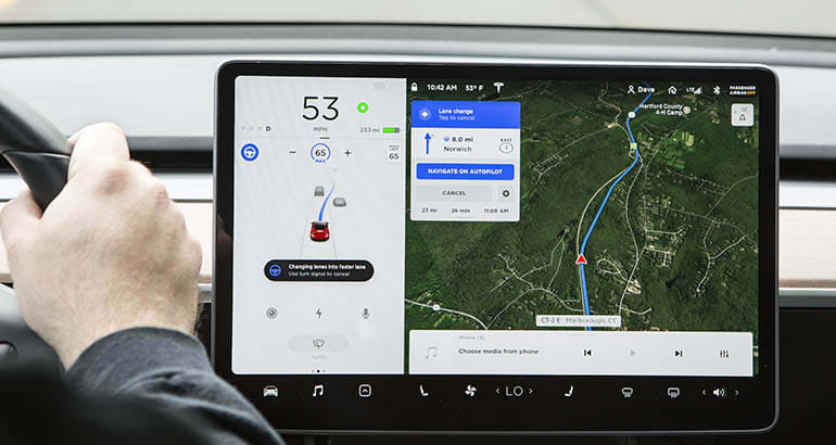 Consumer Reports Tesla Model 3 Navigate on Autopilot ready for right-lane pass [CREDIT: CR]