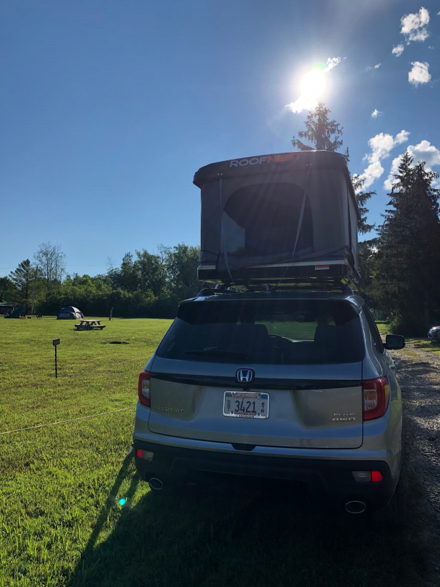 2019 Honda Passport with RoofNest tent for camping
