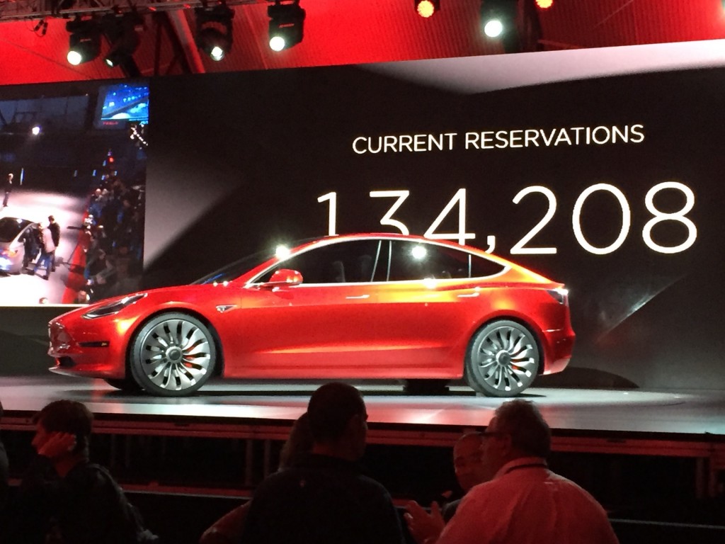 Tesla Model 3 design prototype - reveal event - March 2016 Tesla Model 3 design prototype - reveal event - March 2016