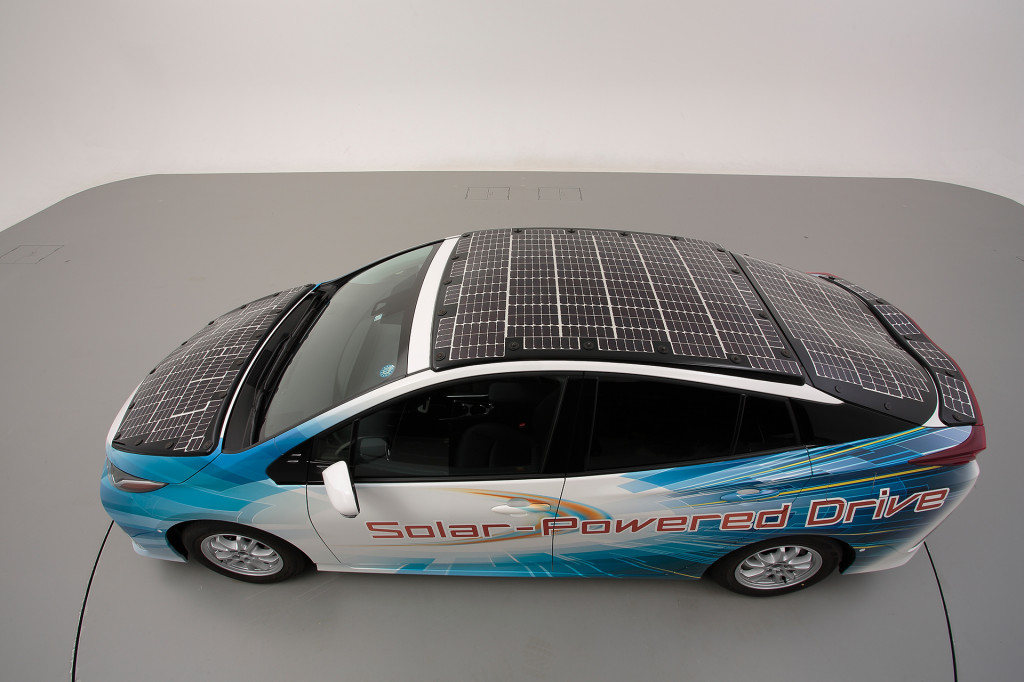 Toyota Prius Prime PHV test vehicle with solar panels in Japan Toyota Prius Prime PHV test vehicle with solar panels in Japan