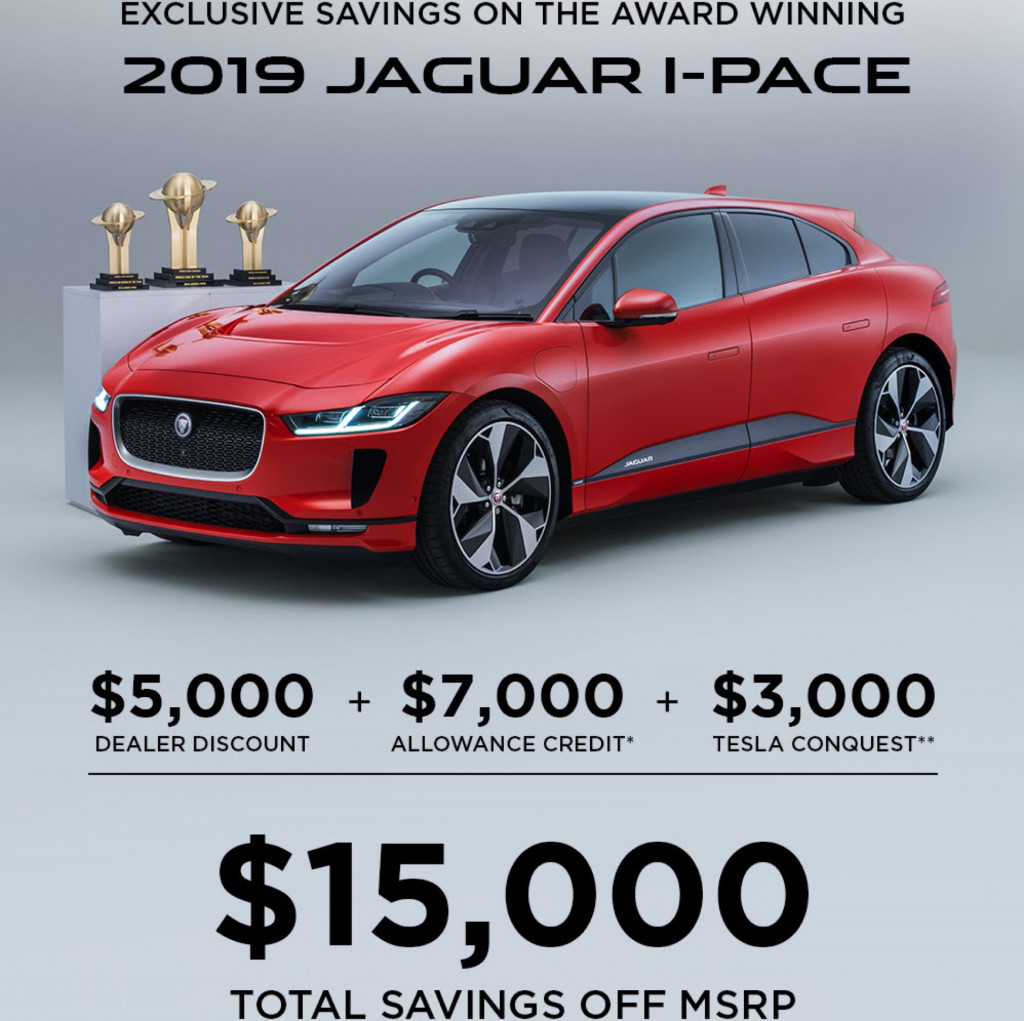 Jaguar I-Pace incentives, from dealership marketing - August 2019