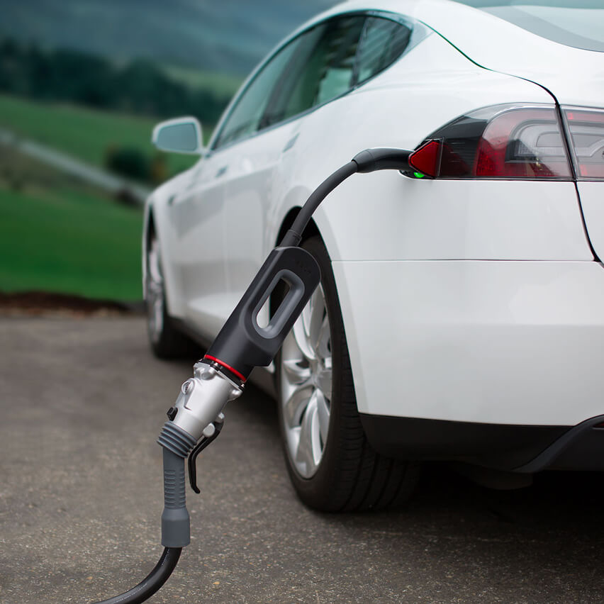 Tesla Model S with CHAdeMO adapter