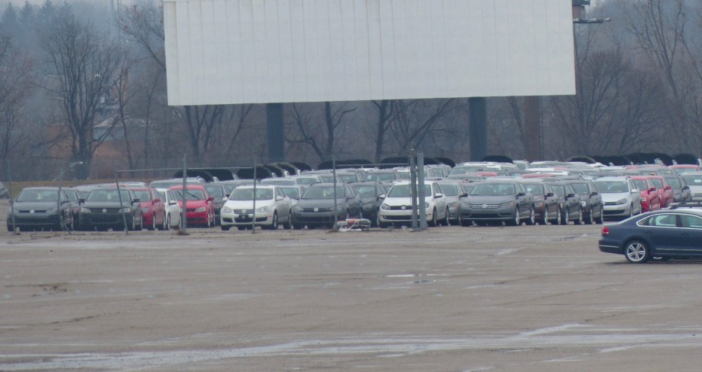 Volkswagen TDI diesel cars stored at Pontiac Silverdome (Photo by Jalopnik)