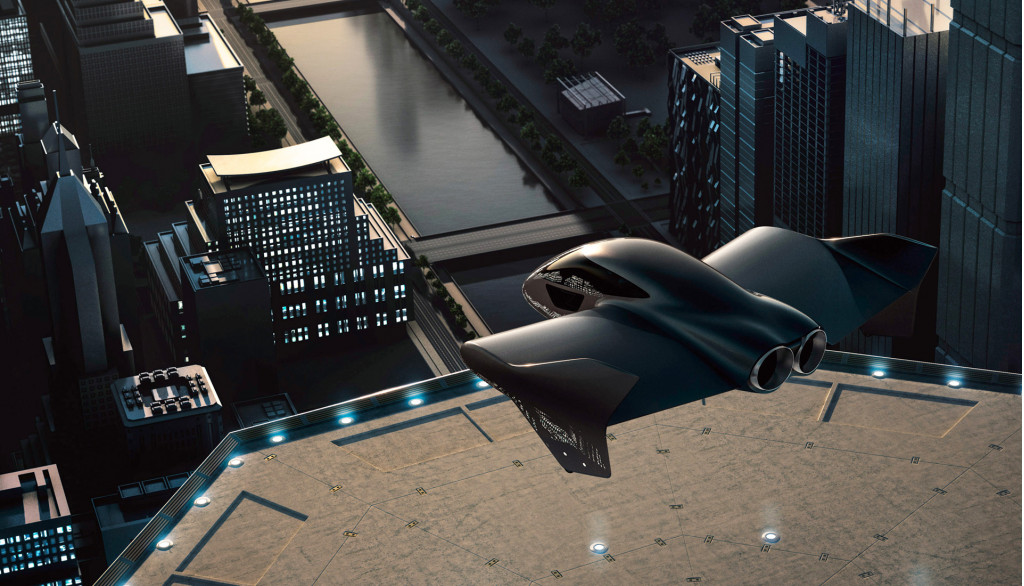 Artist's impression of Porsche and Boeing flying taxi