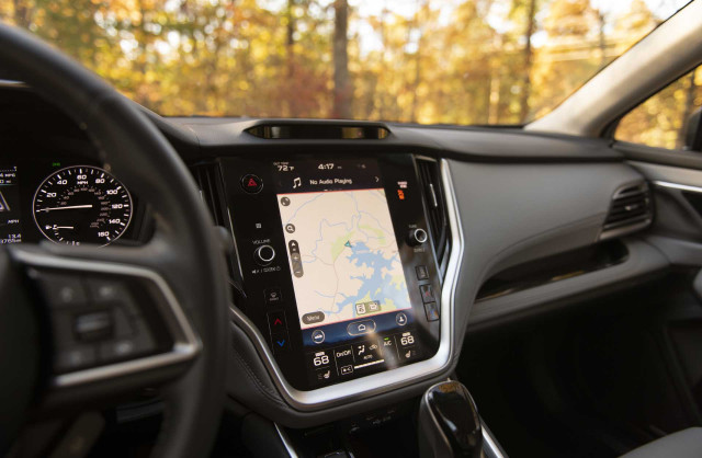 The interior of the 2020 Subaru Legacy is dominated by an 11.6-inch tablet-style touchscreen on most models. (Nathan Leach-Proffer/For The Car Connection) 2020 Subaru Legacy - Best Car To Buy 2020