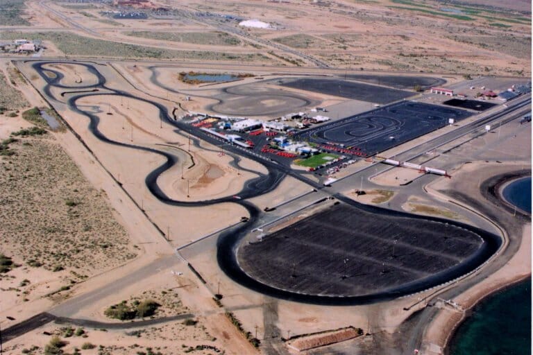 The driving-school complex with its specialized track designed by Bob Bondurant