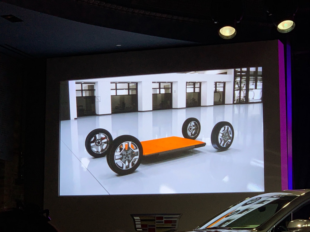 Future Cadillac long-range electric large luxury utility vehicle (rendering), 2019 Detroit auto sho