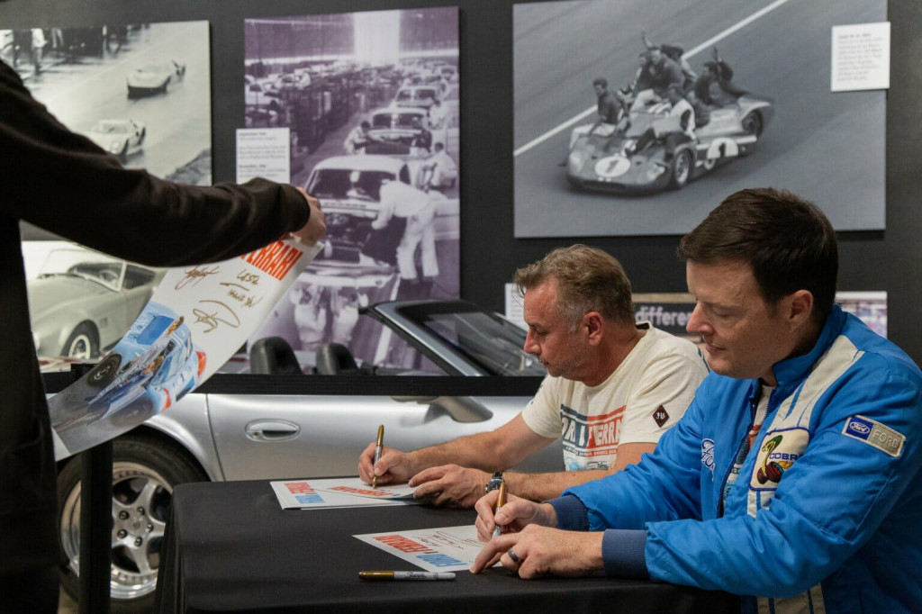 Stunt coordinator Roger Nagle and Tony Hunt, stunt driver for Christian Bale (and wearing blue Ford 