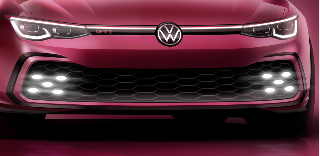 Teaser for 2021 Volkswagen Golf GTI debuting at 2020 Geneva auto show