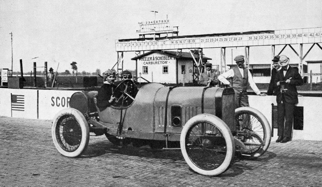 1913 Indy 500 winner Jules Goux and his riding mechanic on the bricks 1913 Indy 500 winner Jules Goux and his riding mechanic on the bricks