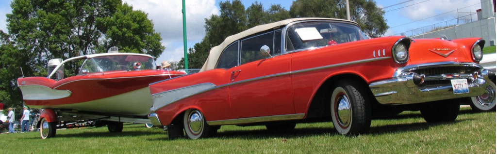 1957 Chevrolet convertible and 1958 Glastron Seaflite 1957 Chevrolet convertible and 1958 Glastron Seaflite