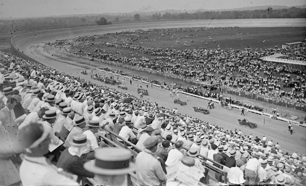 Racing on a board track draws a huge crowd in Laurel, Maryland, in 1925 Racing on a board track draws a huge crowd in Laurel, Maryland, in 1925