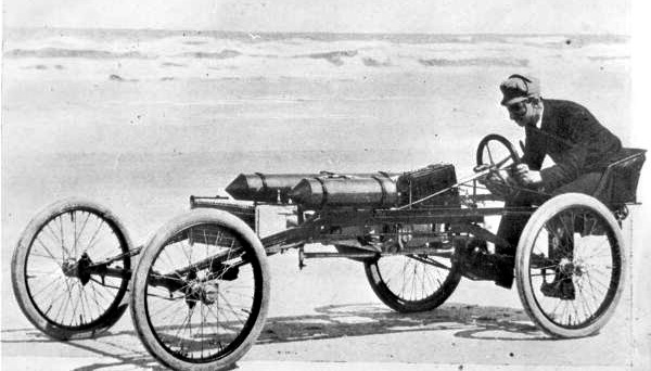 Ransom E Olds drives his Pirate on Ormond Beach in 1902 Ransom E Olds drives his Pirate on Ormond Beach in 1902
