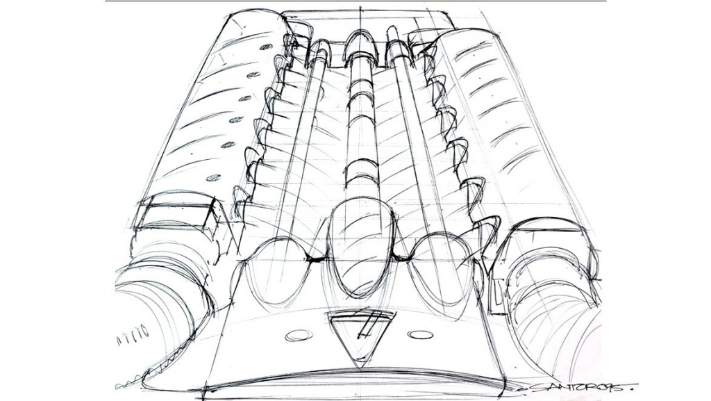 Vector M12 engine cover sketch by Michael Santoro