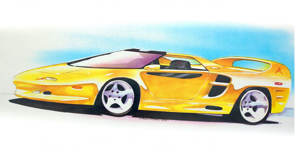 Vector M12 Targa design sketch by Michael Santoro