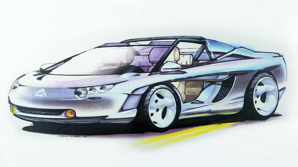 Vector open-top 2+2 lifestyle vehicle with an El Camino-like bed sketch by Michael Santoro