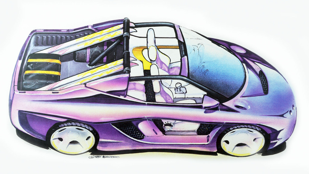 Vector open-top 2+2 lifestyle vehicle with an El Camino-like bed sketch by Michael Santoro