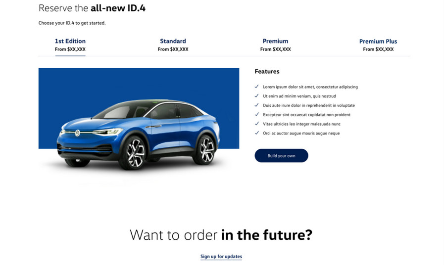 VW ID.4 reservaton screen VW ID.4 reservaton screen
