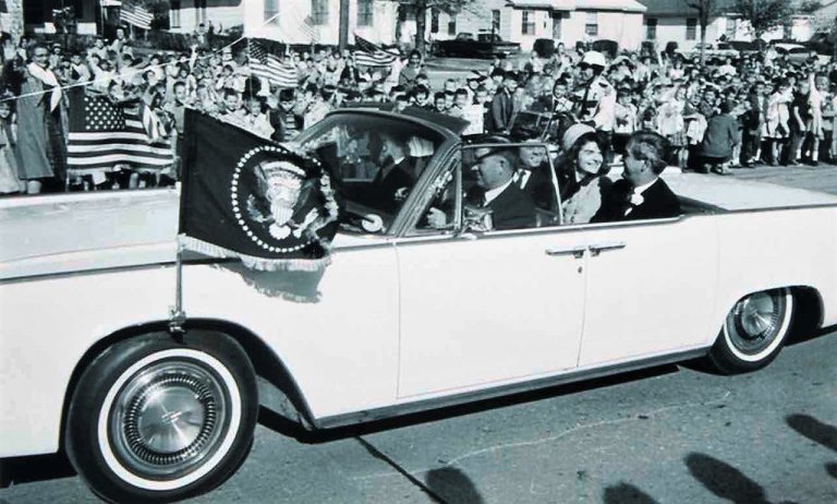 President Kennedy, the First Lady and Texas Governor John Connally being driven in the 1963 Lincoln 