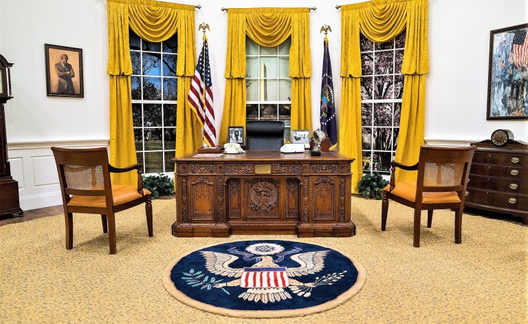 The replica Oval Office has been used as a television prop