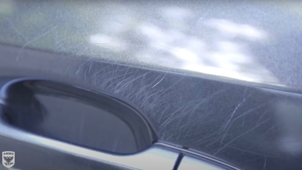 How to remove door handle scratches (Ammo NYC video screenshot) How to remove door handle scratches (Ammo NYC video screenshot)