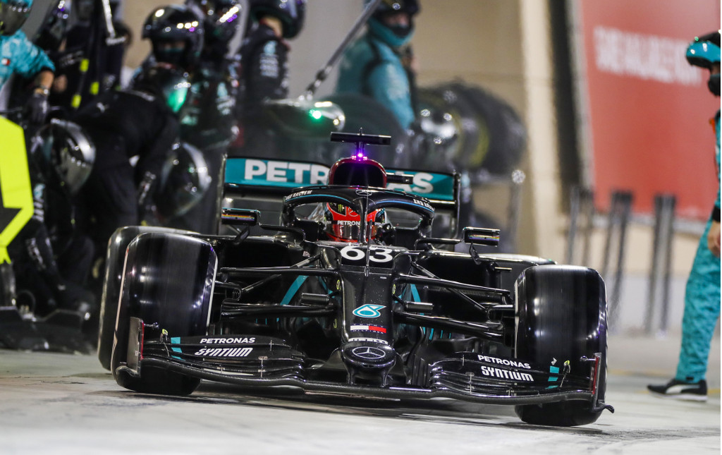 Mercedes-Benz AMG's George Russell at the 2020 Formula One Sakhir Grand Prix