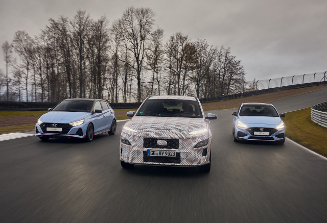 2022 Hyundai Kona N prototype with i20 N and i30 N